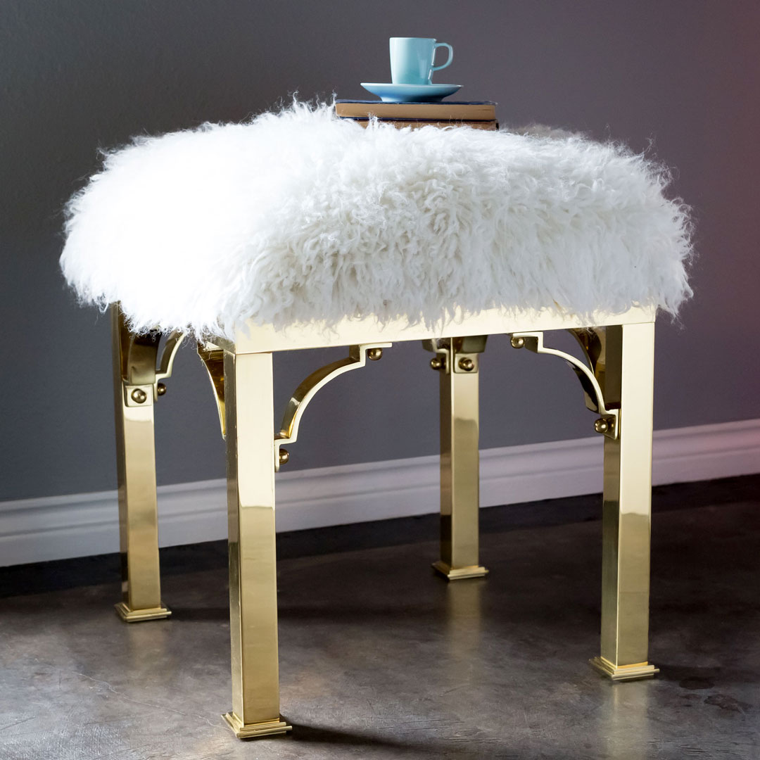furry stool upcycle